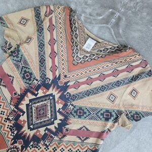 Vintage Cleo Tunic Top Dress Womens XL Tan Aztec Tribal Faux Suede Made In‎ USA